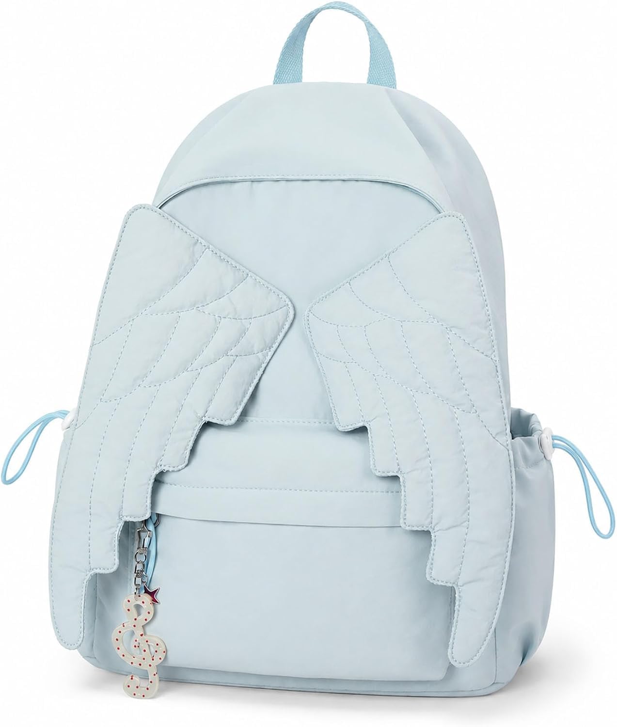 Generisch Rucksack Damen, Schulrucksack Teenager Mädchen, Ergonomischer, Bequemer Schultergurt, Flügeldekoration, Praktischer Nylon Tagesrucksack für den Täglichen Gebrauch (Blau)