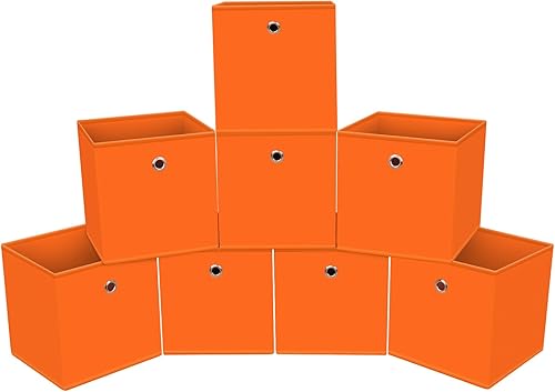 Vista 42 de Contenedores de almacenamiento plegables de 11 pulgadas, cubos de almacenamiento de tela con asas, organizadores de cajas de almacenamiento de tela