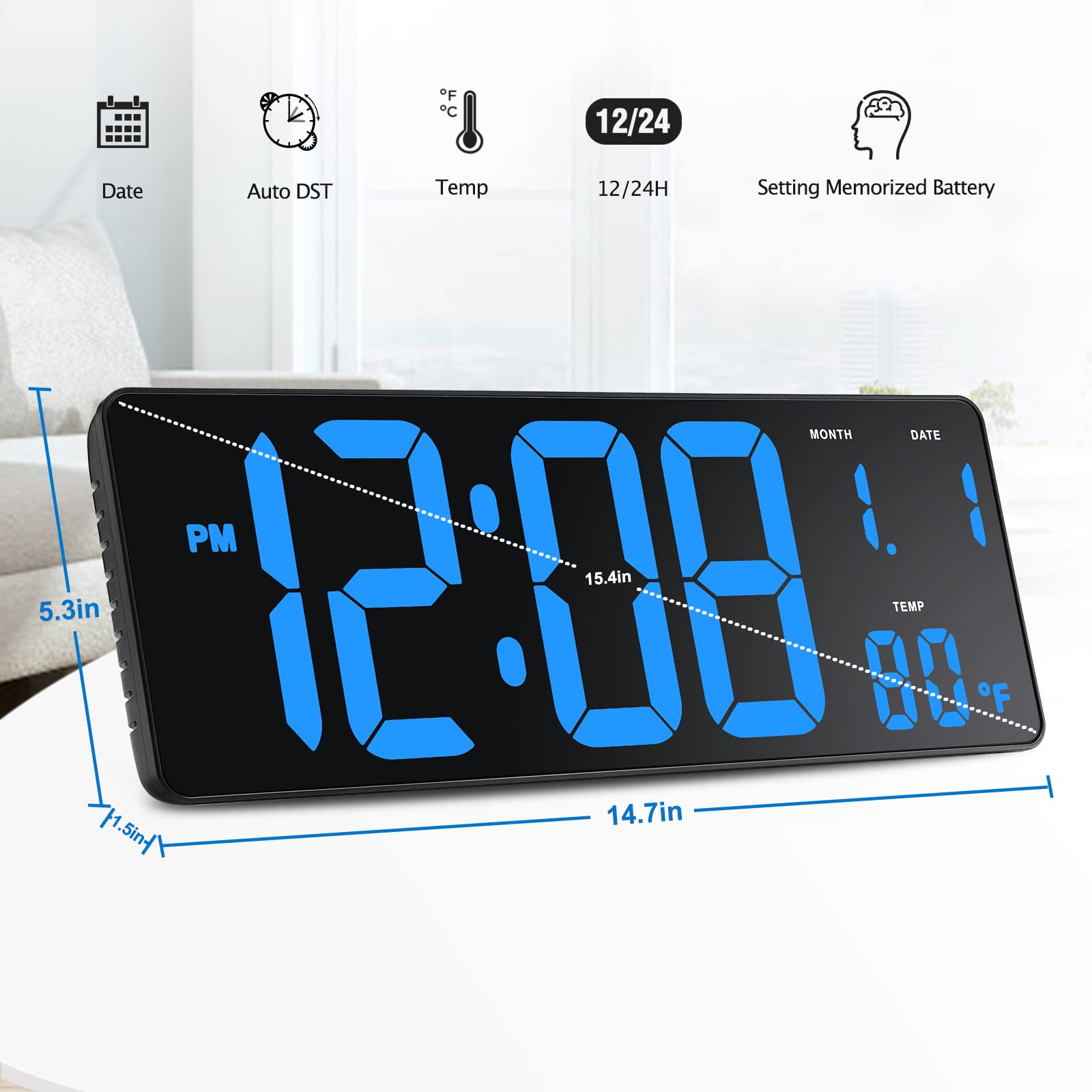 Buy DreamSky 14.5" Large Digital Wall Clock with Jumbo Big LED Number