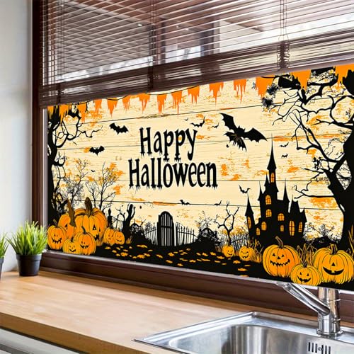 Vinilo decorativo Halloween Calabaza y Murciélago 39x17 in miniatura 4