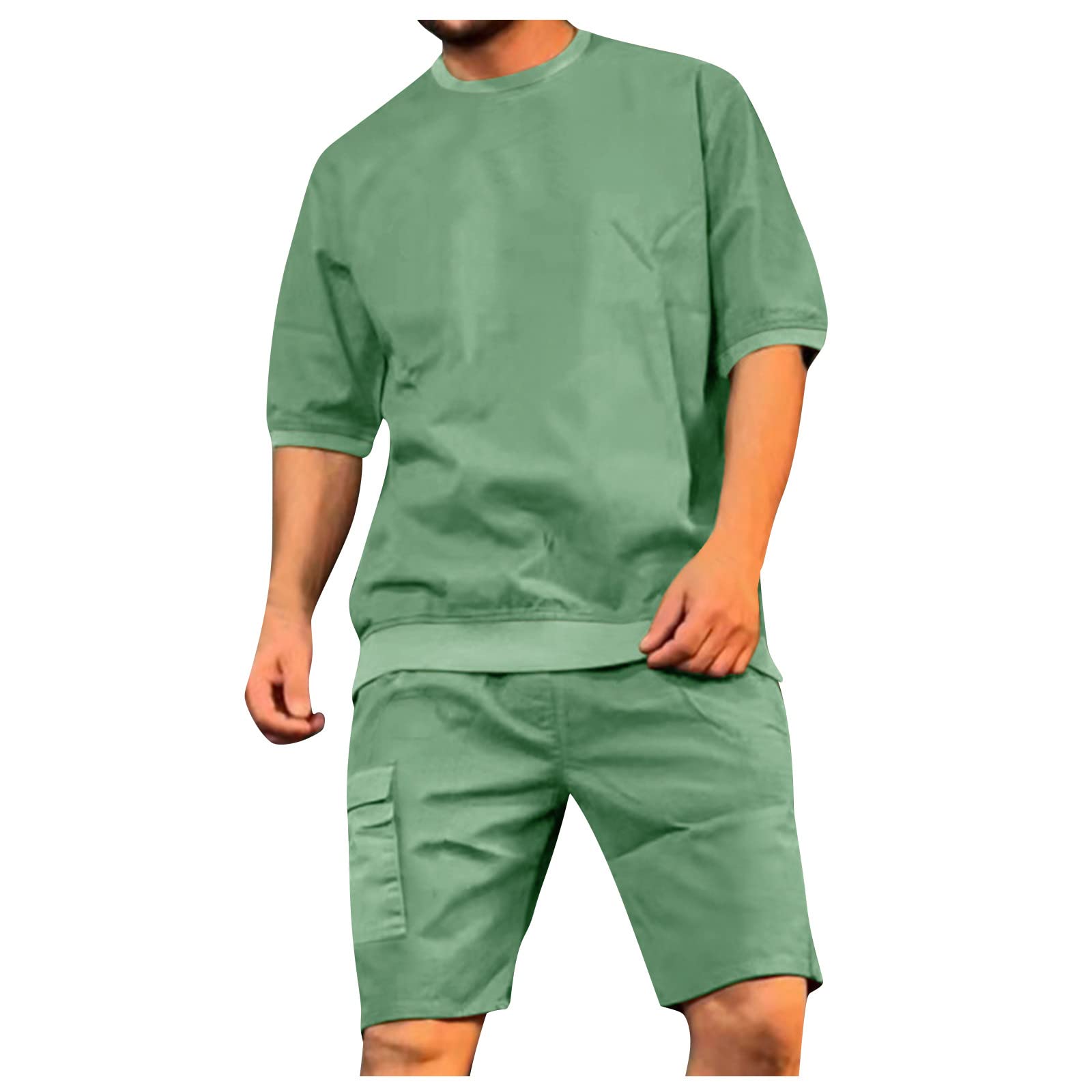 GIANTHONG Mens Personality Sport Set Summer Outfit 2 Piece Set Short Sleeve T Shirts and Shorts Fashion Casual Tracksuits