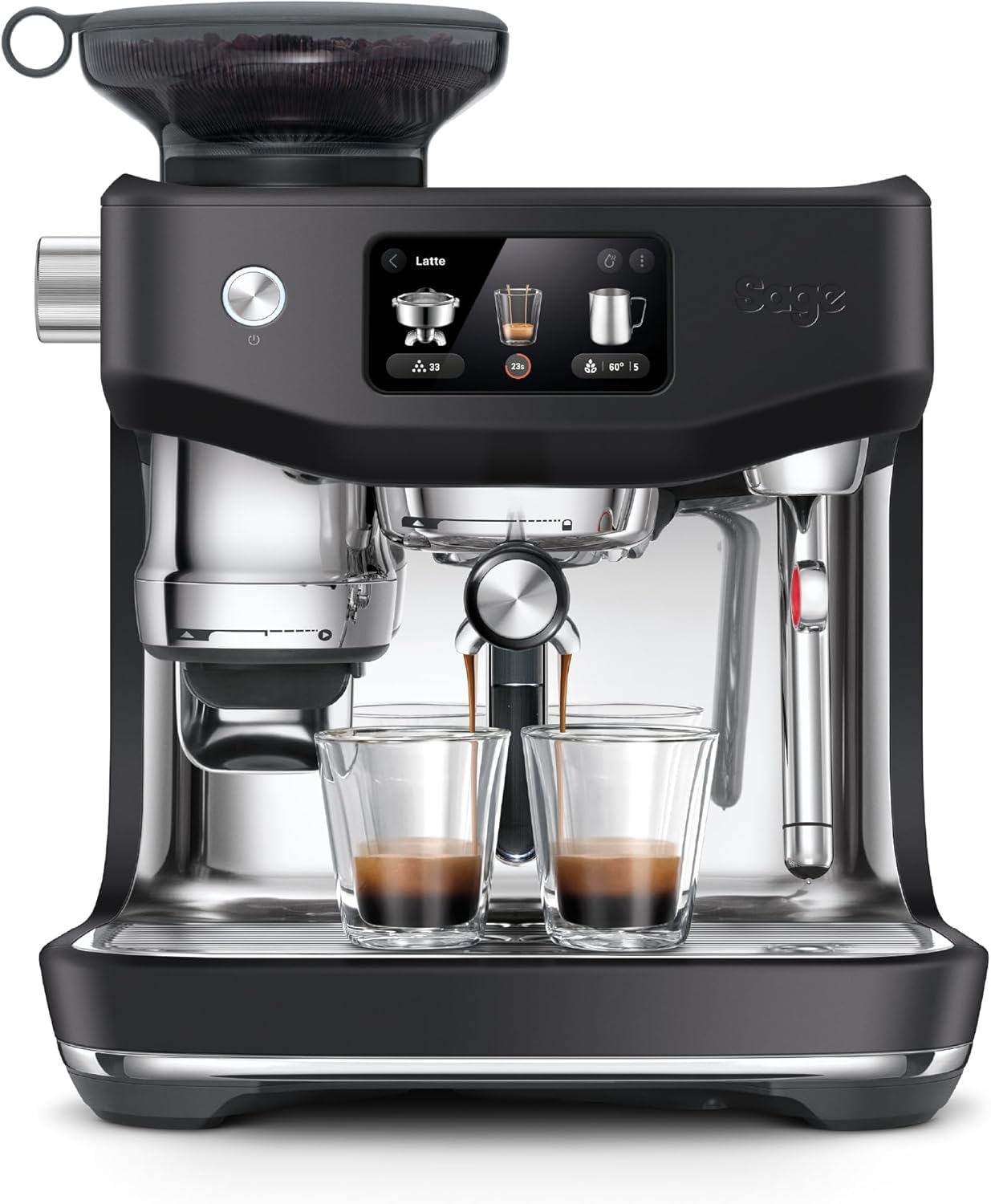 Sage - The Oracle Jet – Espresso Machine with Grinder, Auto Grind & Tamp, Manual & Auto Milk Frother, Touchscreen –Black Truffle - UAE Version, 2 Year Manufacturer Warranty, Free Coffee from RAW