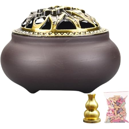 Incense Burner, Incense Bowl Holder, Cone Incense Burner, Ceramic Censer Suitable for Incense/Cone/Coil/Sticks, There Are 20 Incense Cones+ Metal Incense Holder Inside (Sapphire Blue