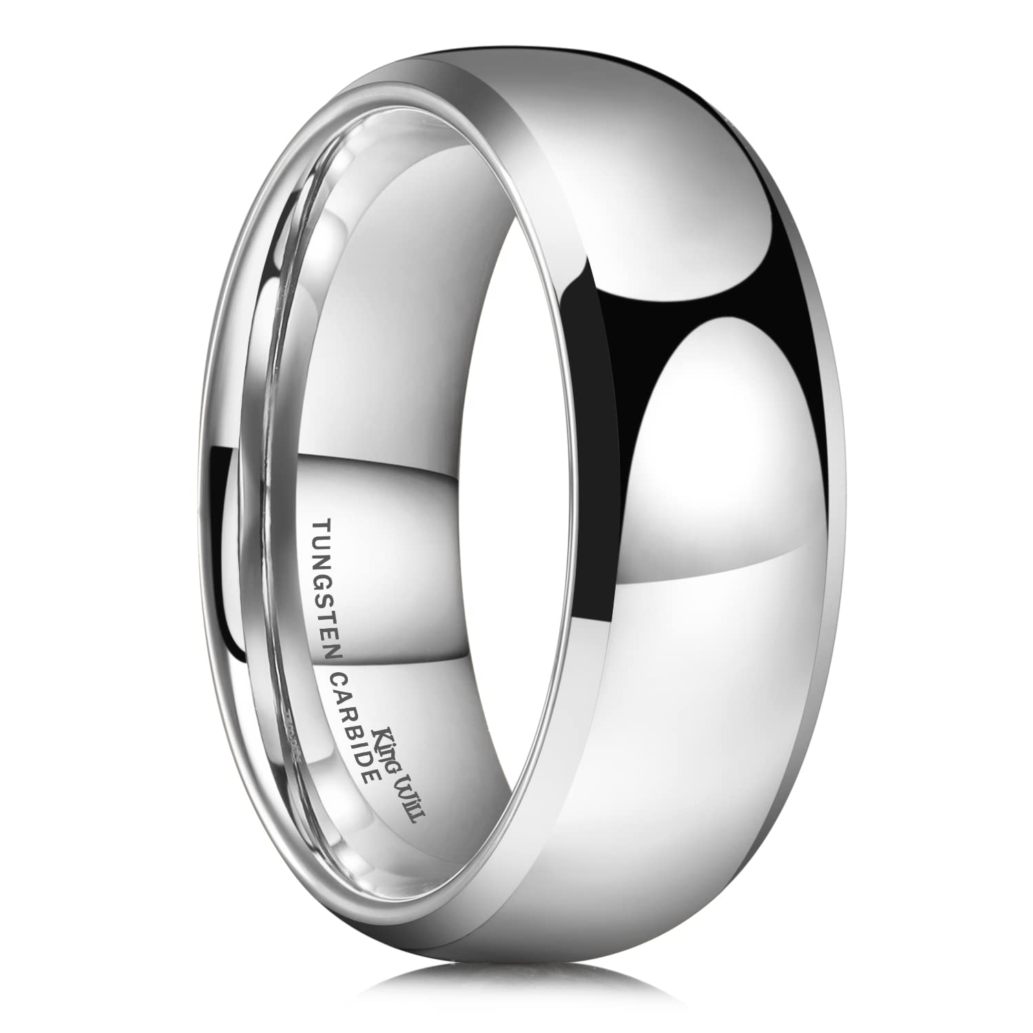 King Will Men's Women's Tungsten Carbide Ring 24k Gold Plated Rose Gold Plated Domed Polished Finish Wedding Band