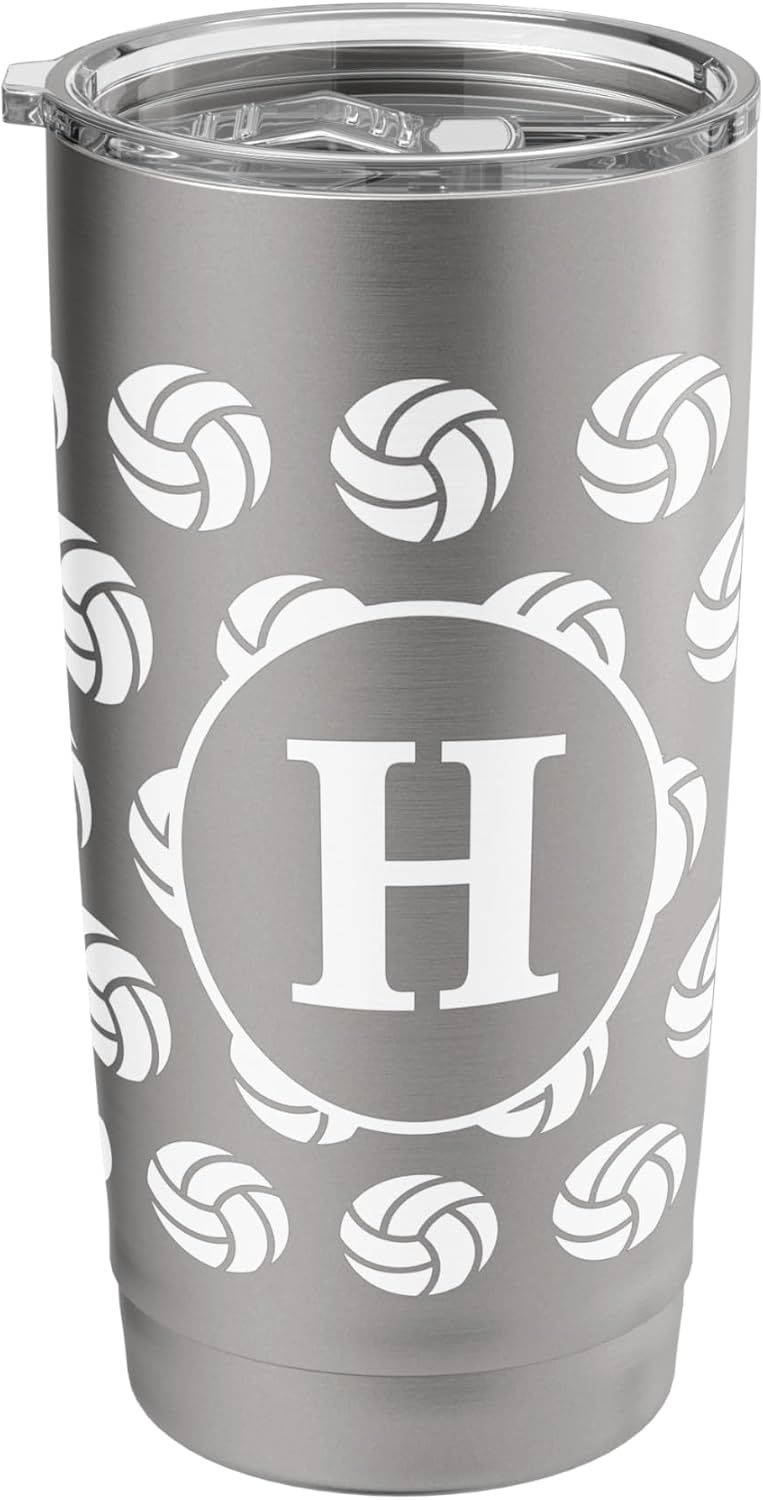 fans initial monogram white cute letter H volleyball players Stainless Steel Insulated Tumbler