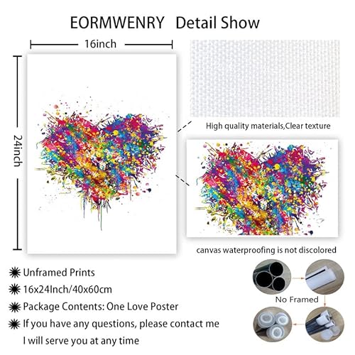 Heart Watercolor Poster Canvas Wall Art Heart Love Poster Print Wall Art Modern Minimalist Wall Art Decor Print Watercolor Heart Shape Picture Painting Print For Home Decor 16X24Inch Frameless #TOP6