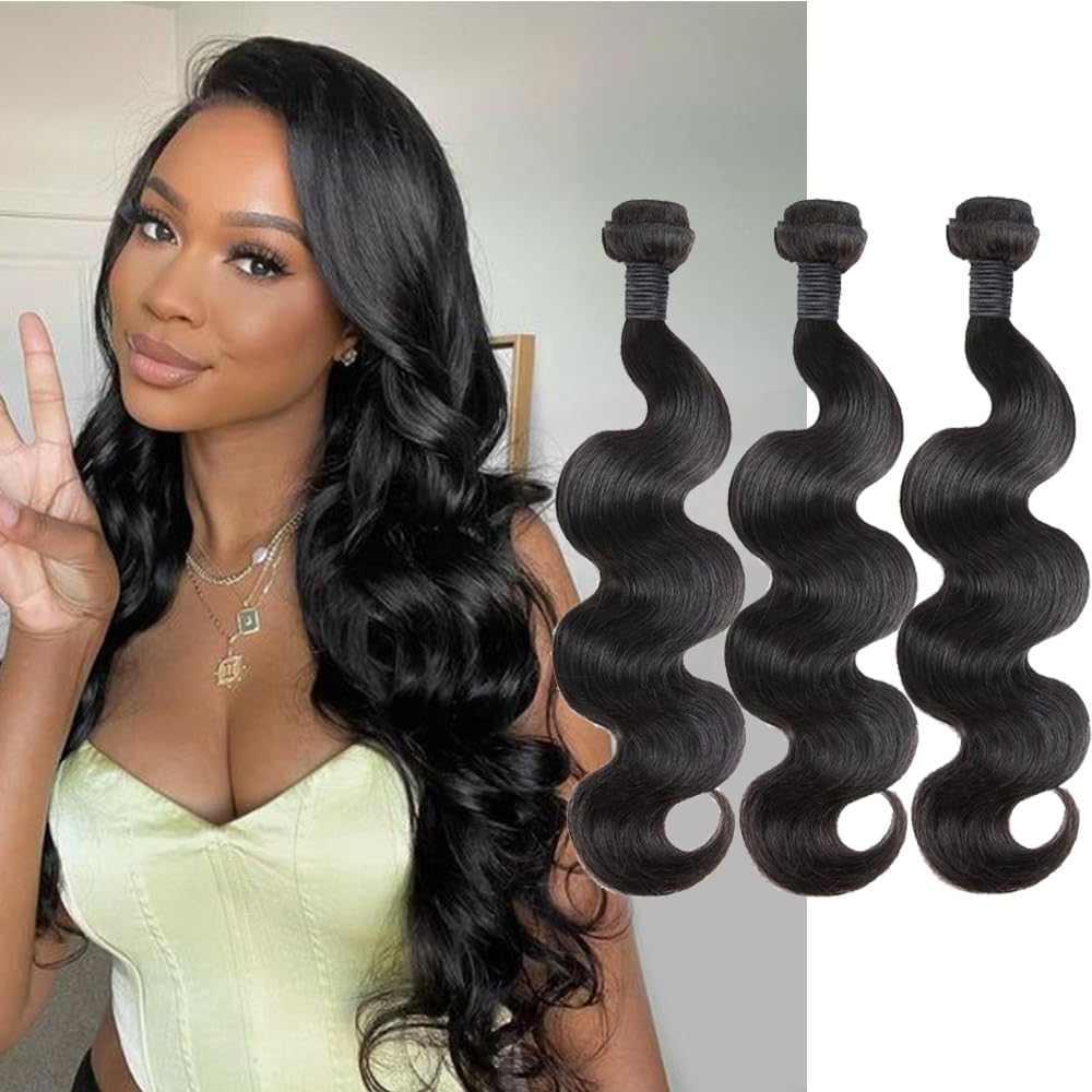 Amazon.com : CHEEON Body Wave Bundles Human Hair 16 18 20  display picture 3