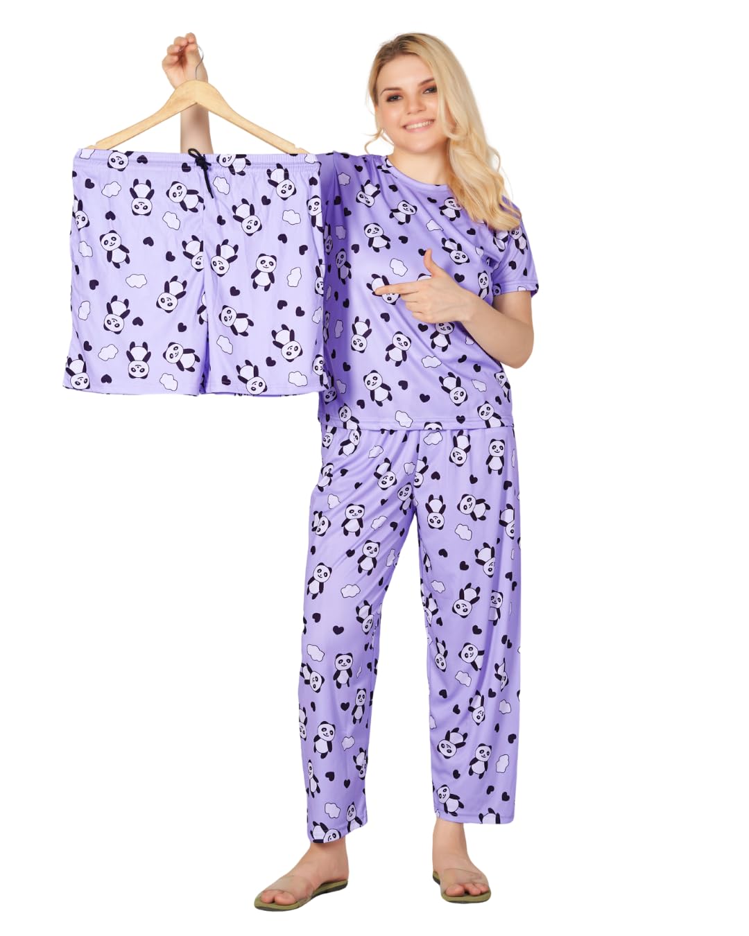 Stylish Women’s PJ T-Shirt and Shorts Set – Digital Printed Polyester Night Dress for Everyday Use – All-Season Sleepwear for Girls – AJ Fashion Nightwear