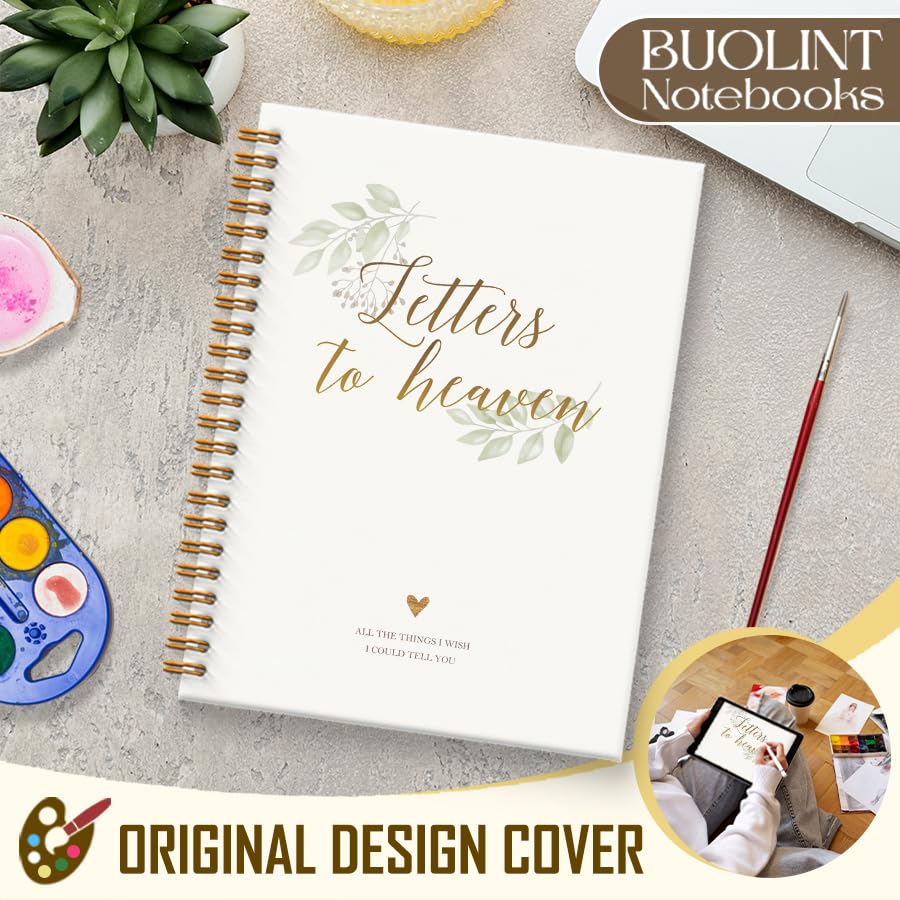 BUOLINT Letters to Heaven Notebook Journal 5.5x8.3, Grief Journal for Women, Remembrance Bereavement Gifts, Memorial Sympathy Gifts for Loss of Loved One Spiral Hardcover Notebook - Image 2