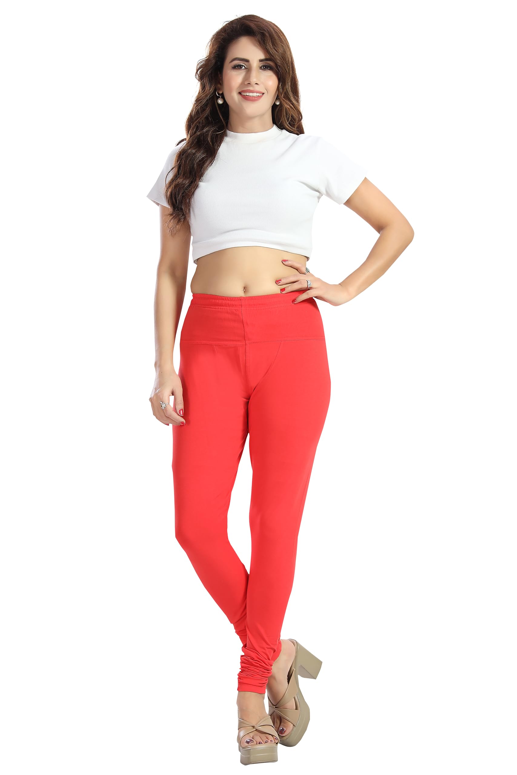 gemini Women's Cotton Lycra 4-Way Free Size Stretch Leggingss – Soft, Comfortable, Slim Fit – Tomato Red-picture-31