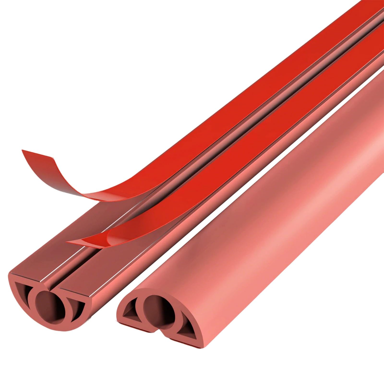 Protector De Cables Autoadhesivo De PVC Blando, Cubrecables De Suelo Anti Aplastamiento Y Anti Pisadas para Gimnasios, Fácil De Desenrollar, Canal Interior: 8 Mm(Rood,10M)