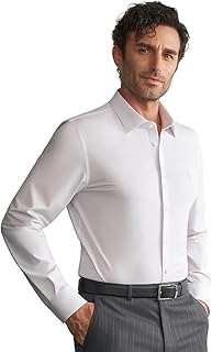 Mens Dress Shirts Slim Fit Wrinkle Free Stretch Non Iron Soft French Cuff Button Down Shirts - Buy now