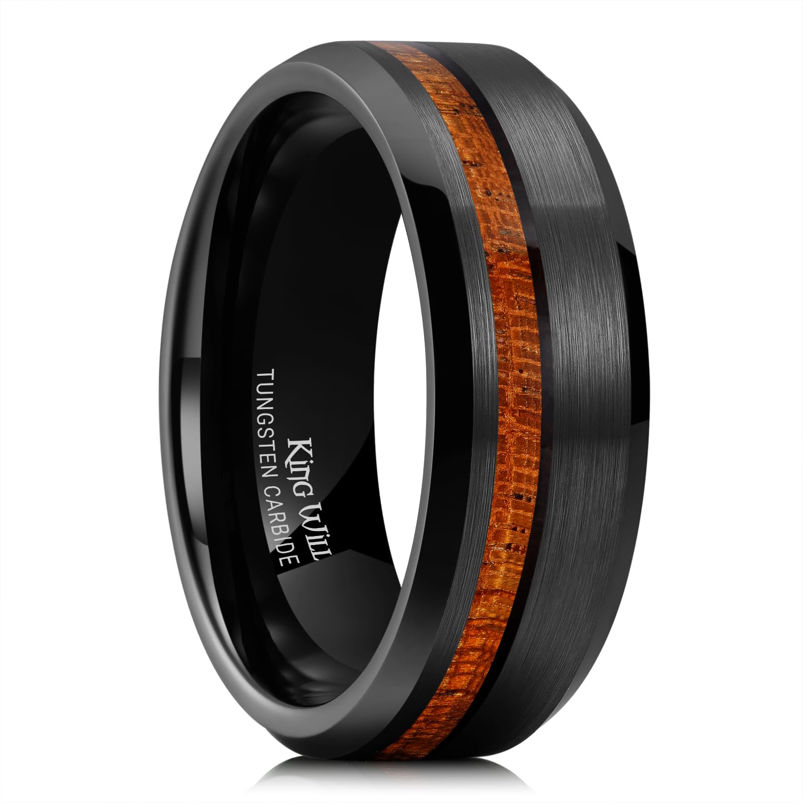 King Will 8mm Black Tungsten Rings, Men's Wedding Rings Meteorite