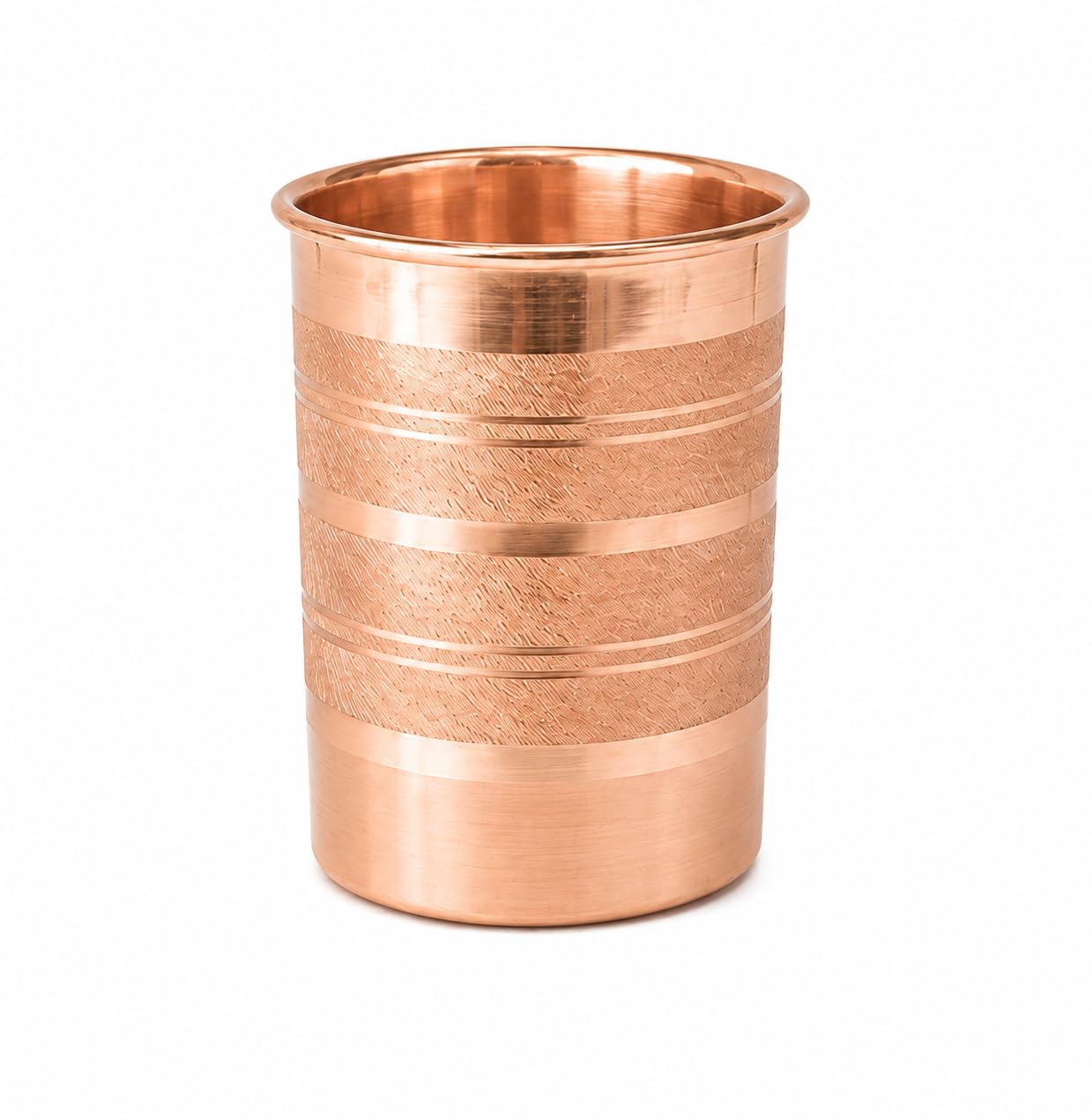 Lot de 3 pichets en cuivre pur avec couvercle pour la maison et la cuisine (1500 ml avec verre de 300 ml)