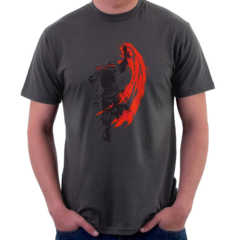 Cloud City 7 Men's Charcoal Traditional Fighter Ryu Street Fighter T-Shirt