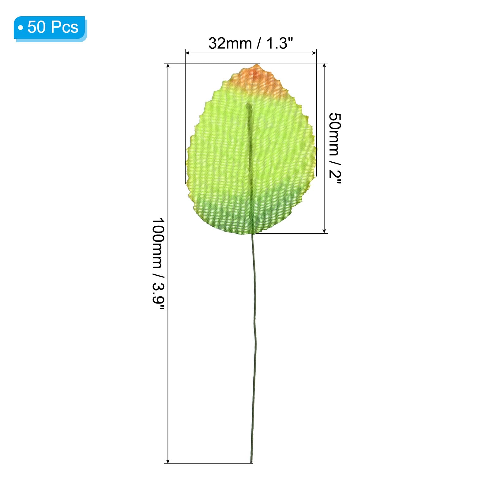 PATIKIL Orange/Green Artificial Leaves with Stems - Image 2