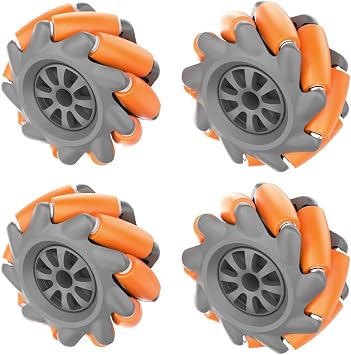 LewanSoul Mecanum Wheel, Omni-Directional Wheel 65mm High Hardness Plastic Wheel, Orange Wheel Intelligent Robot Car Components, DIY Accessories4PCS