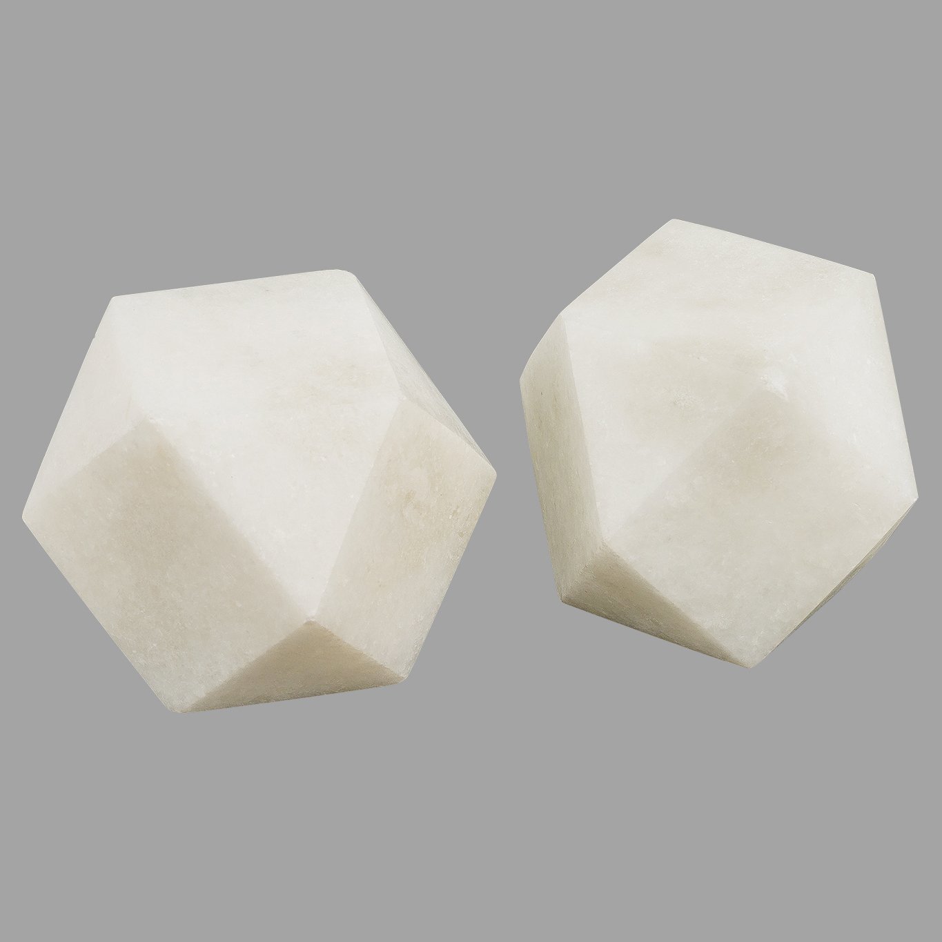 NikkisPride Handmade Marble Unique Geometric Shapes Paper Weight for Student Desktop study Table Accessories Positive Energy - (White) Set of 2