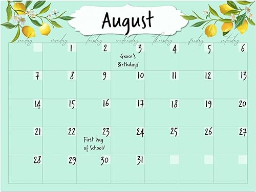 Miniatura 2 de Calendario mensual de pizarra blanca de borrado en seco, calcomanía adhesiva extraíble y resticable, marcador magnético de punta fina incluido, 9 x