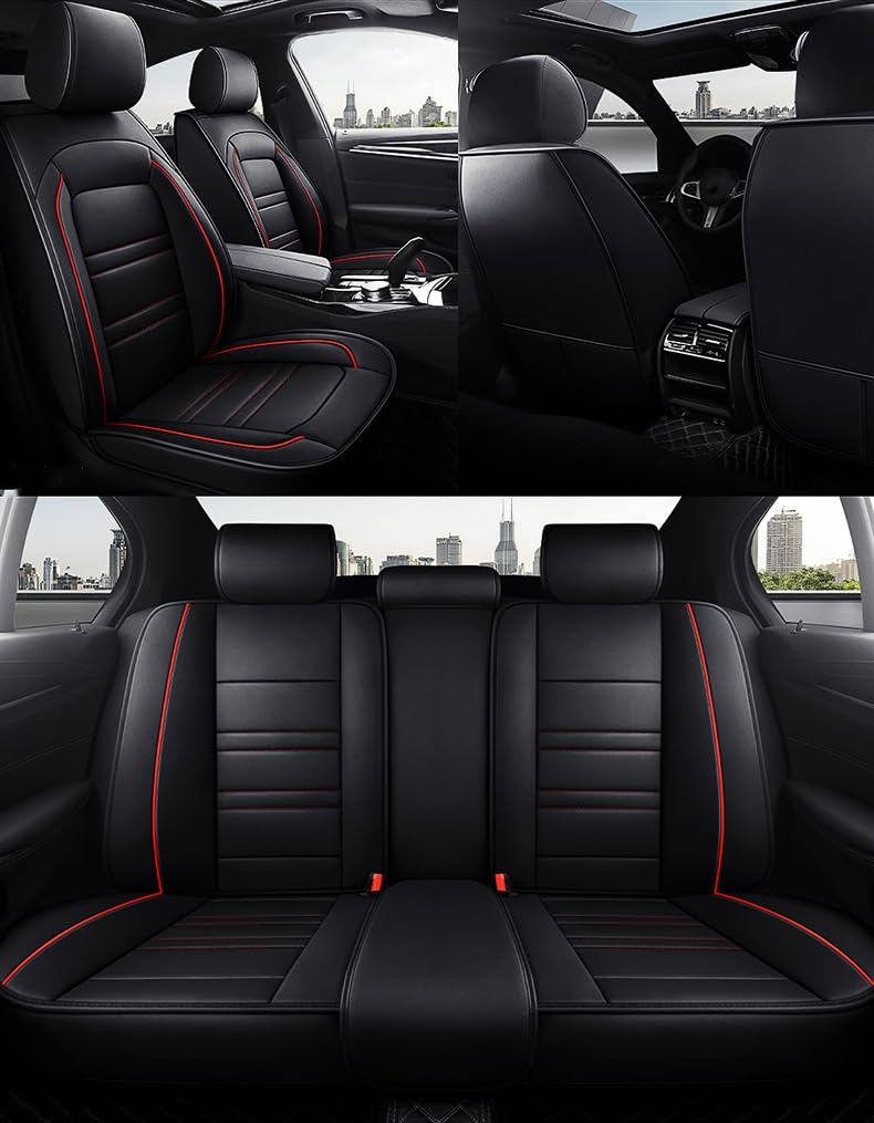 Fundas Asientos Coche para BMW X1 F48 2016-2023, Juego Completo de Fundas Cuero Impermeables Delanteros Y Traseros Fundas Asientos,Black