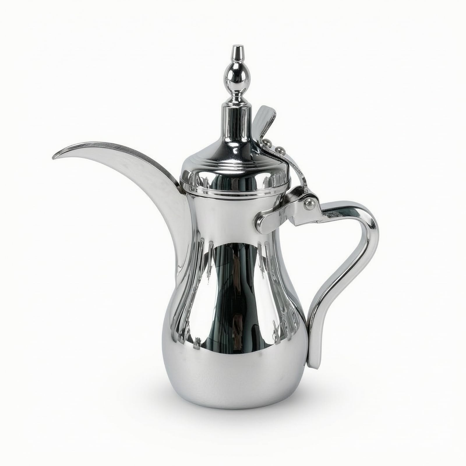 Tetera Estilo Árabe Plateado Cafetera Acero Inoxidable Vintage Vajilla para Hostelería, Cafeterías, Cromo, 500 Ml