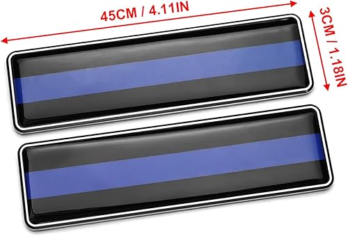 Miniatura 2 de Un par de calcomanías adhesivas de metal 3D de línea azul delgada para automóvil universal para oficina en casa 4.114 * 1.181 in