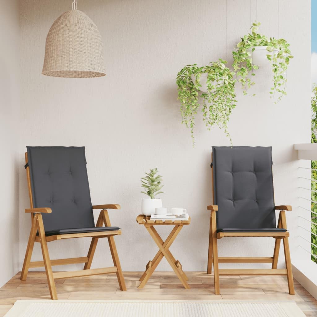 Sedie da giardino con cuscino, 2 pezzi, in legno massello teak regolabile, pieghevole, portata 110 kg, impermeabile, per balcone e giardino