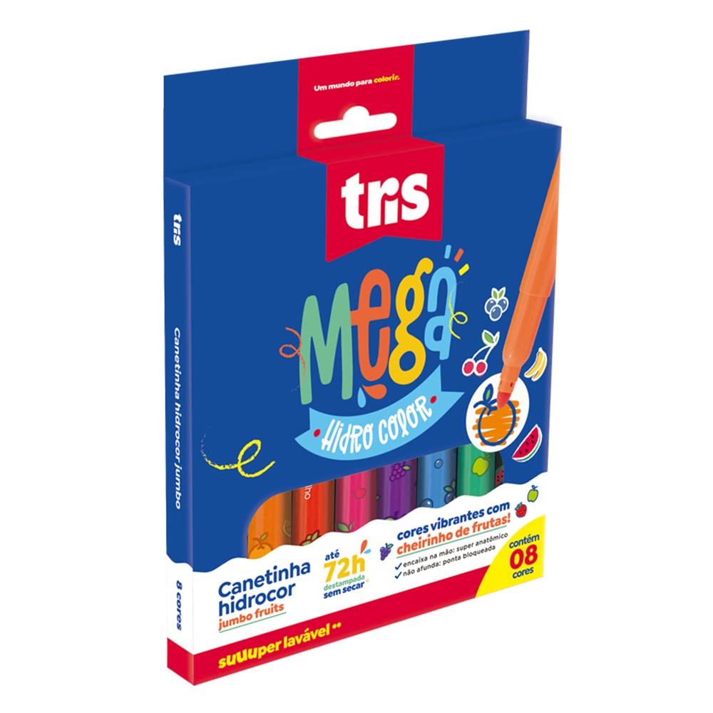 Caneta Hidrográfica, Tris Summit, Jumbo, 8 Cores, Fruits | Amazon