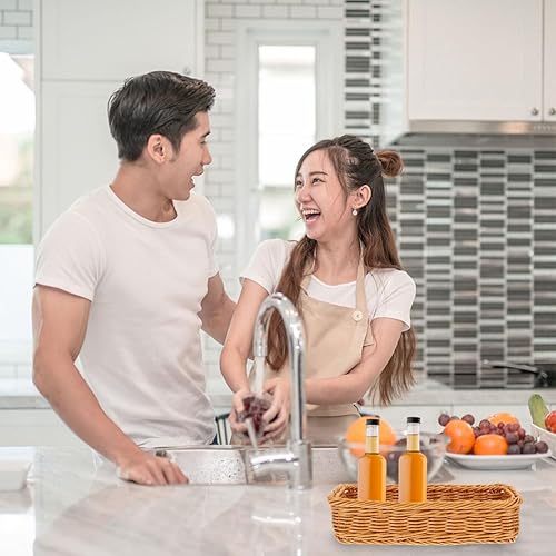 Miniatura 6 de NOLITOY Caja de almacenamiento de tarro de condimentos, cesta de huevos, cesta de almacenamiento de alimentos, cesta de mimbre tejida para el hogar,