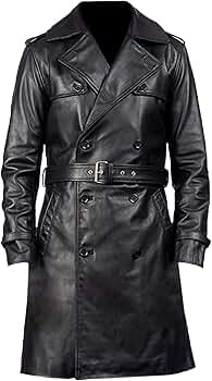 Takitop Jackalious Black Trench Coat Real Lambskin Leather for Men