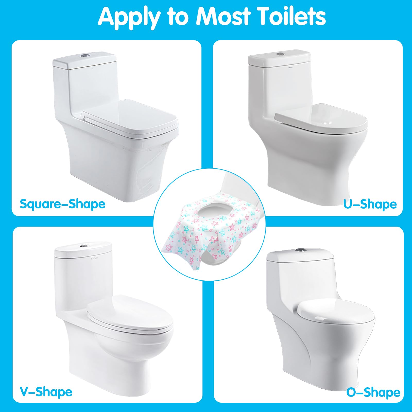 Copriwater Monouso Antibatterico Copri Sedili Impermeabili usa e getta per WC Portatili Toilette da Viaggio e Campeggio 20pcs