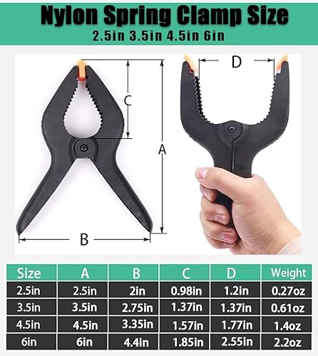 Miniatura 9 de Abrazaderas de resorte, paquete de 20 clips de resorte profesionales de plástico resistente de 2.5 pulgadas para manualidades, clips de fondo para