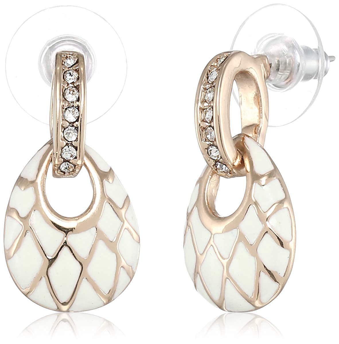Valentines Earrings Combo: Rose Plated Studs, White & Black