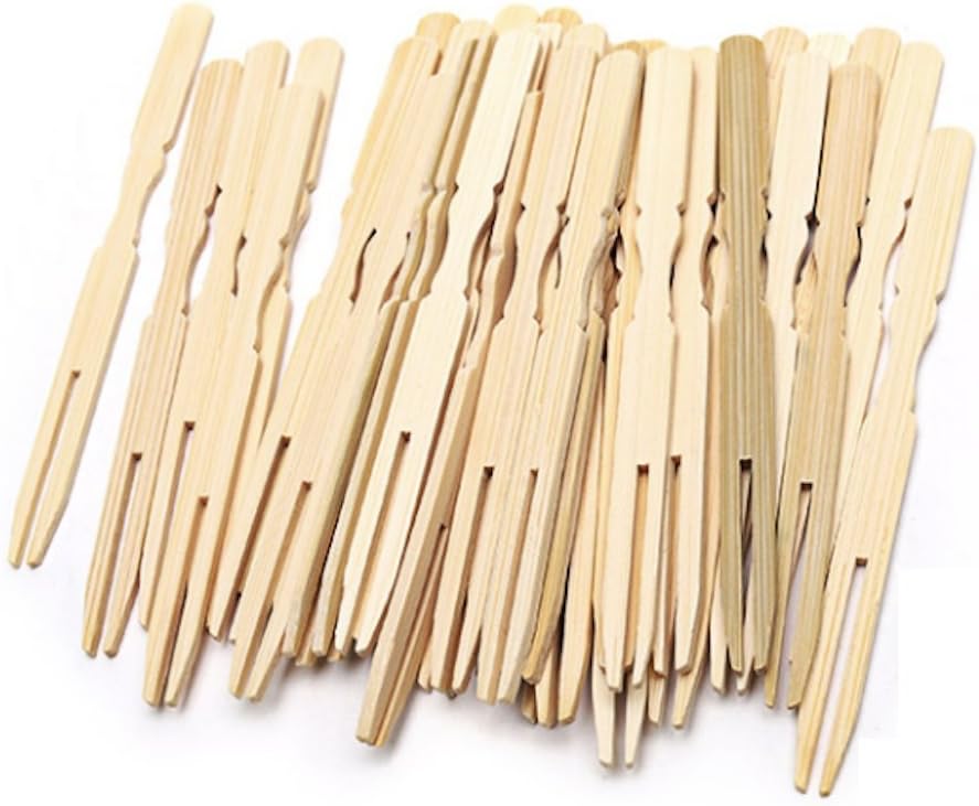 3.9 Inch Natural Bamboo Mini Forks for Home Party Catering Pack of 200