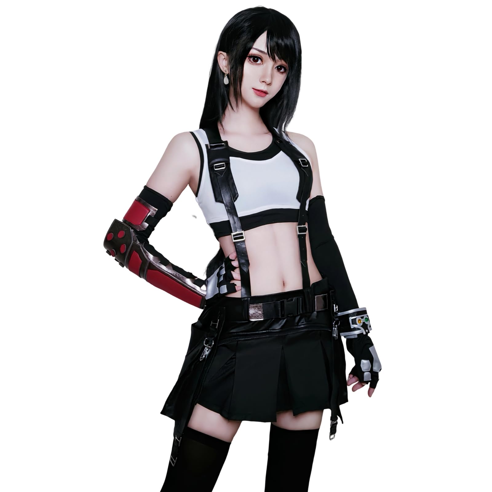 CR ROLECOS Anime Tifa Lockhart Cosplay Costume FF7 Remake Full Set Outfits Halloween Party Dress Up XL