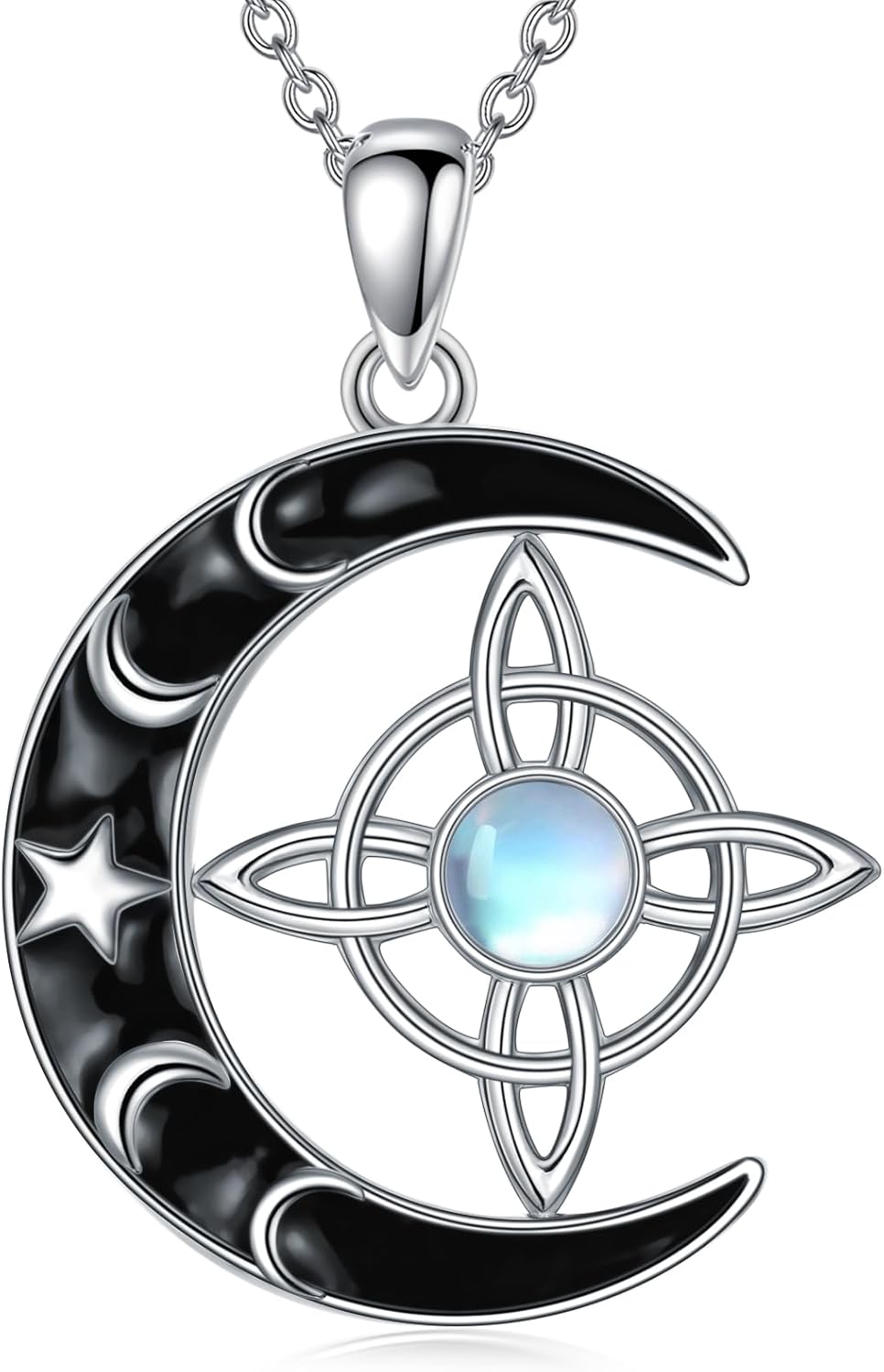 Witches Knot Moon/Tree of Life/Wolf Necklace Sterling Silver Proteccion Pendant Jewish Jewelry for Women Men