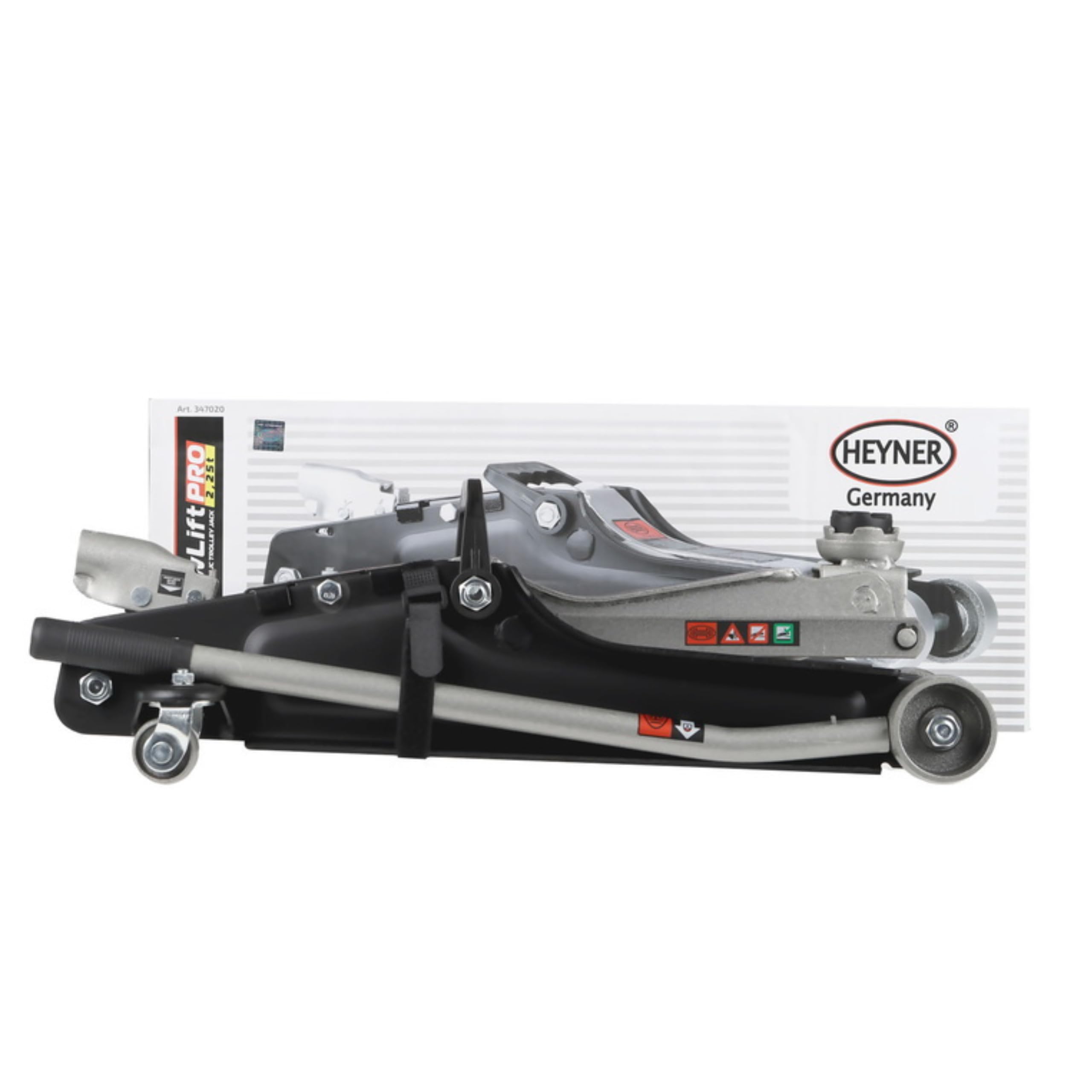 HEYNER Cric idraulico a carrello per auto, basso profilo piatto, 2,25 tonnellate, attrezzo di sollevamento con cuscinetto protettivo extra H347020/650