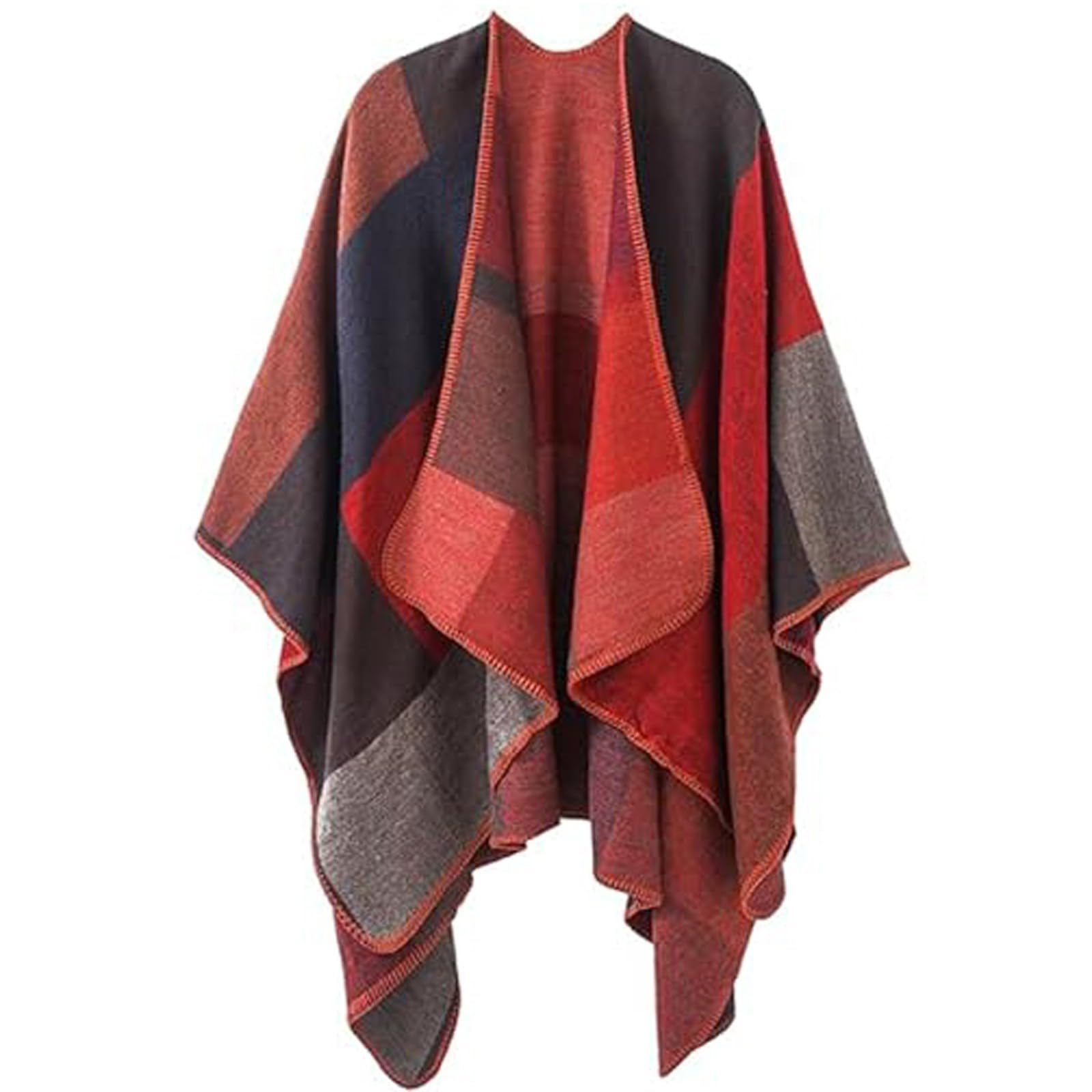 Poncho de invierno para mujer con caída elegante y silueta oversize premium 3
