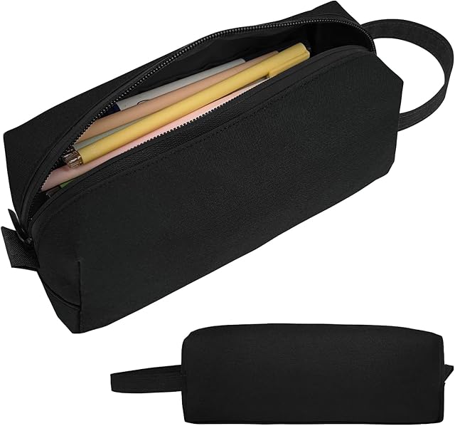 Fmeida Pencil Case Large Pencils Cases for Boys Girls Stationery Pouch Pen Holder for Teachers Students Portable School Supplies for Secondary High School Office Adults Kids Pencil Bags - Black