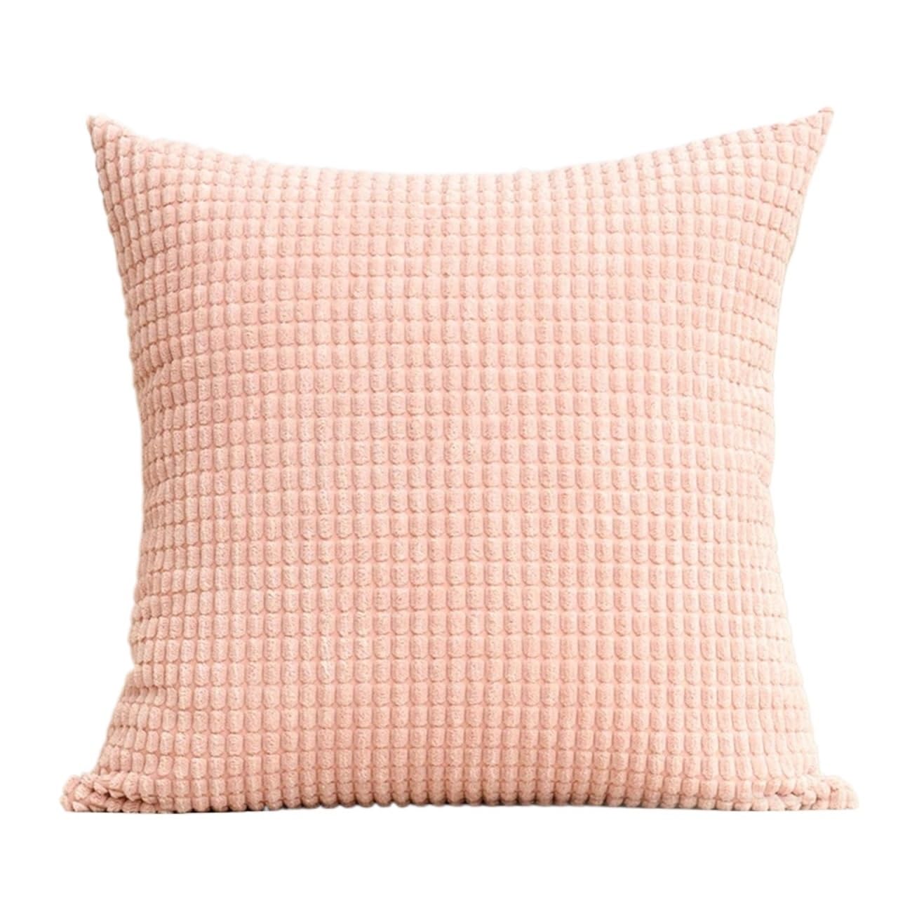 BFLCWSTD Cushion Covers Soft Corduroy Corn Kernel Cushion Cover Solid Color Pillow Suitable For Bedroom Sofa Chair Car Home Decoration(Pink,600mm*600mm)