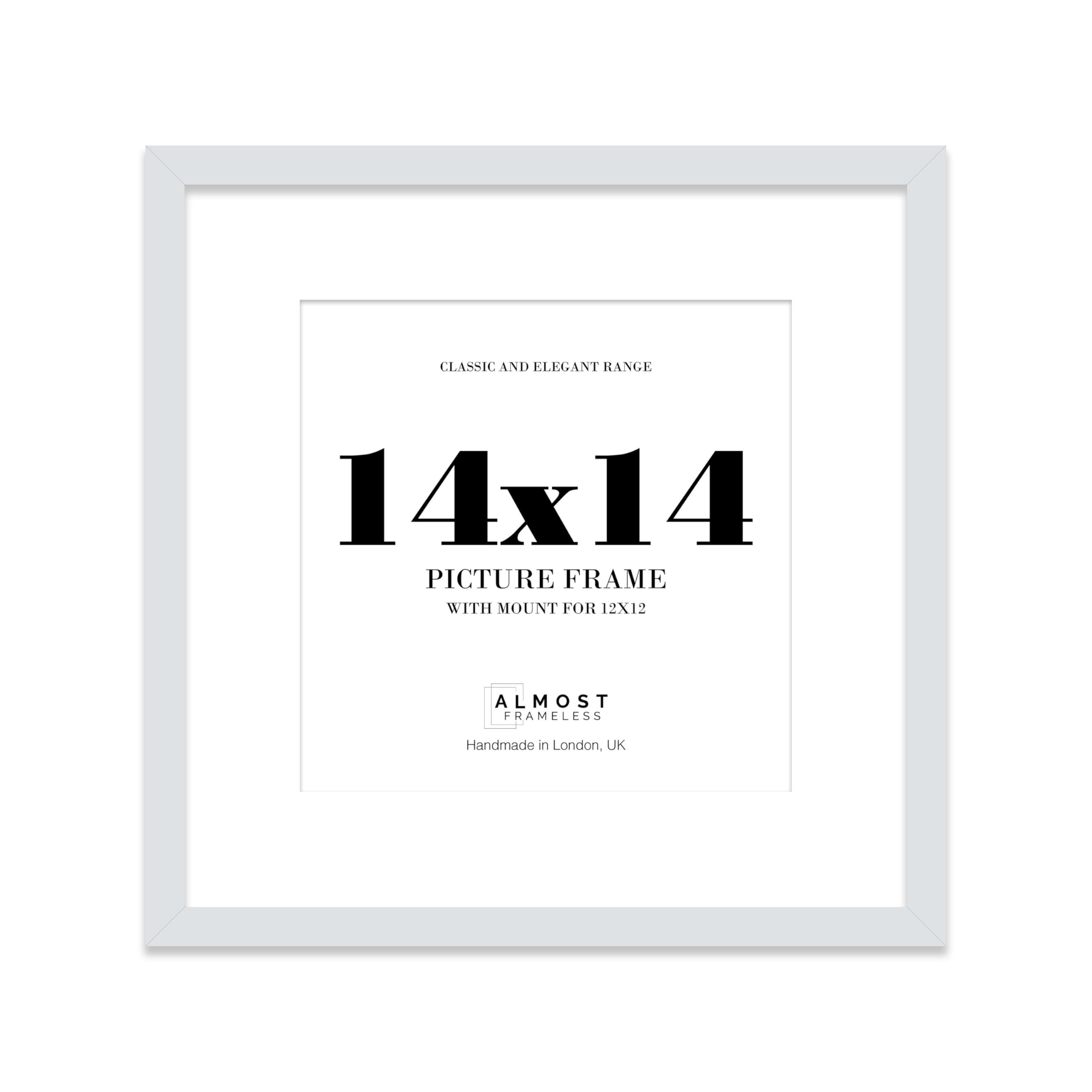 14x14 Light Grey Picture Frame with Mount for 12x12 Photos, Prints - Modern Square Wall Frame, 1 Pack