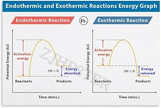 Endothermic VS Exothermic Reactions Educational Poster (4) Canvas for Bedroom Living Room Decor 18x12inch(45x30cm) Unframe-style
