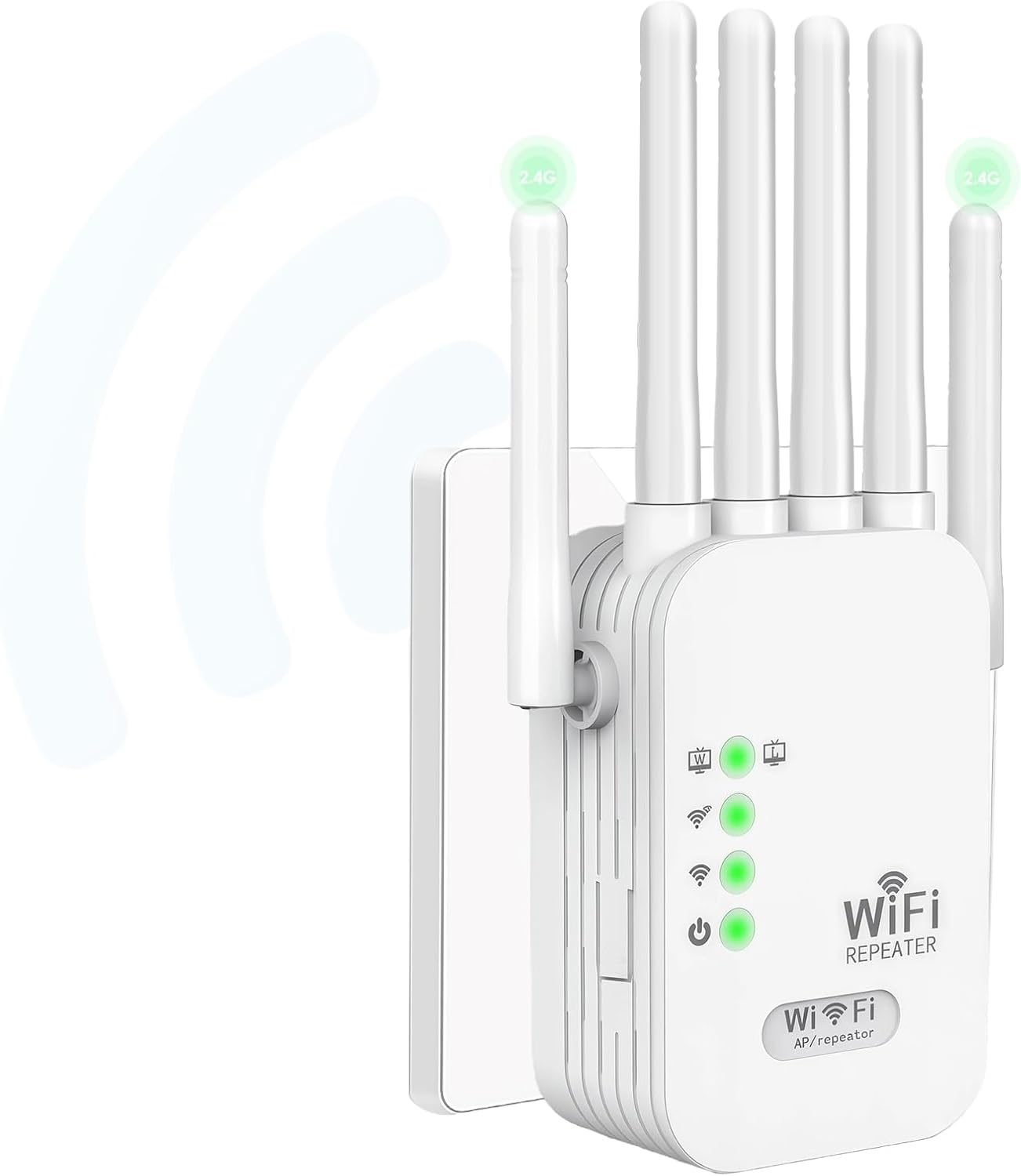WiFi Extenders Signal Booster for Home, White | 300Mbps 2.4GHz, 6 Antennas, 9,800 Sq.ft Coverage, Ethernet Port, WPA2 Security