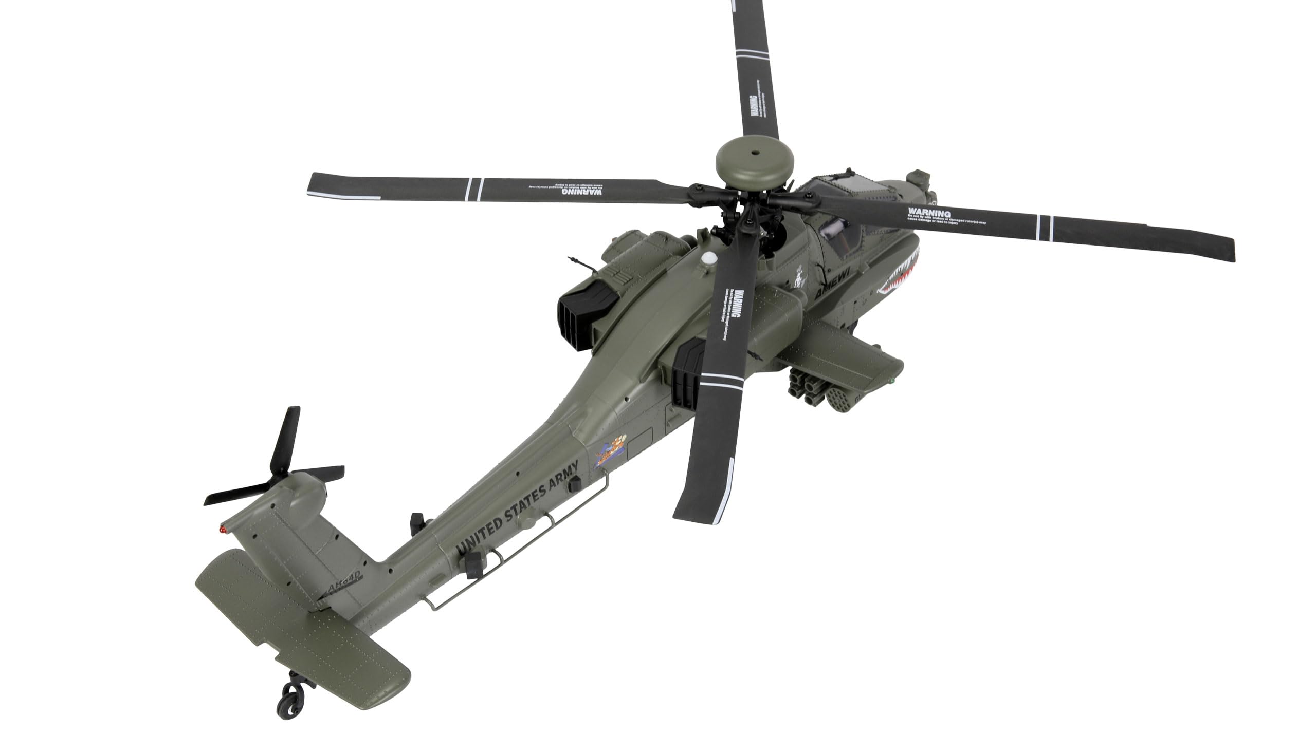Apache AH-64D CP 6G/3D RTF - Helicóptero (Incluye Mando a Distancia, batería, Cable de Carga, Accesorios), Color Verde