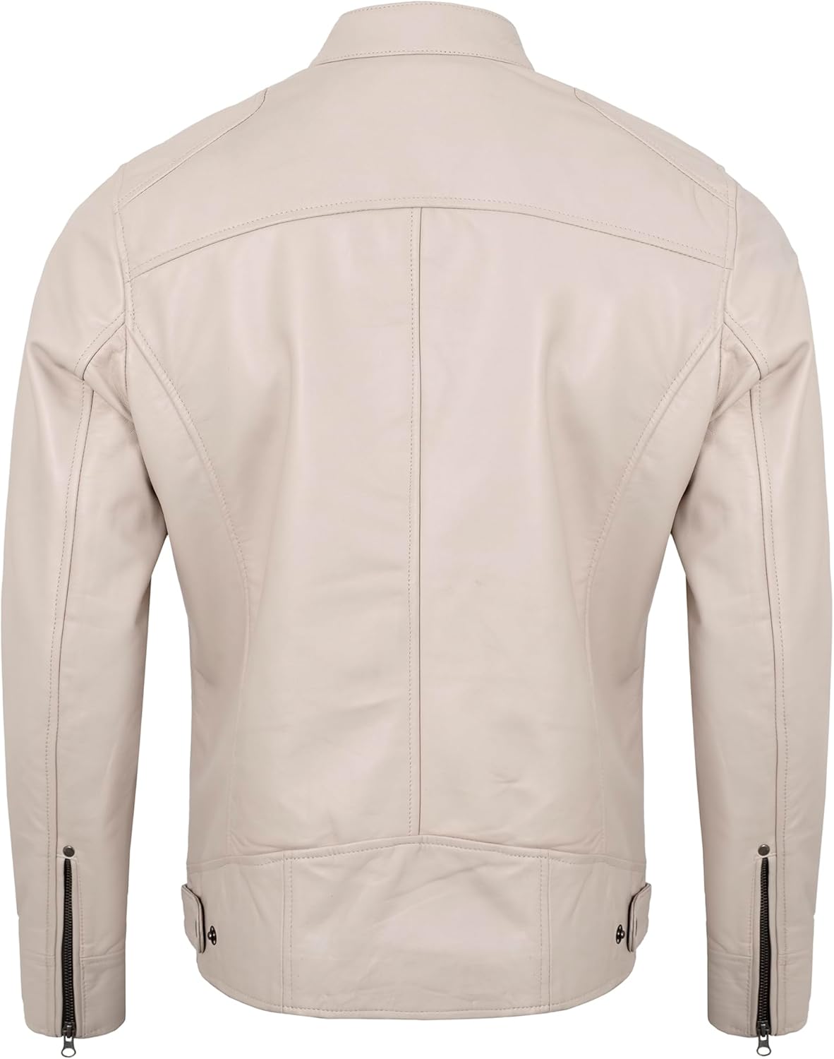 Leather Jacket Men - Casual Real Lambskin Cafe Racer Style Men's Leather Motorcycle Jackets - Image 4