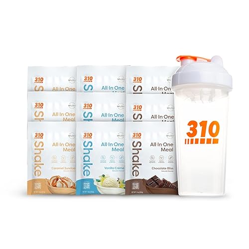 310 Nutrition  Kit de inicio de batidos de reemplazo de comidas todo en uno, mezcla vegana de superalimento rico en fibra, edulcorantes naturales,