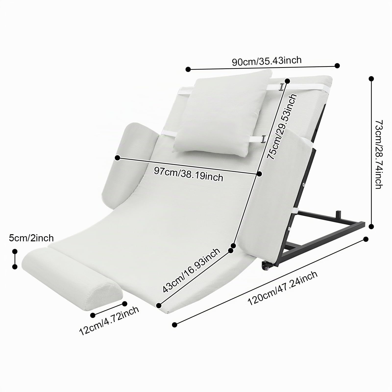 Dossier électrique réglable pour lit, dossier de lit 10 à 80 °, aide au siège, avec télécommande, 120 x 97 x 73 cm, dossier électrique supplémentaire jusqu'à 100 kg (blanc)