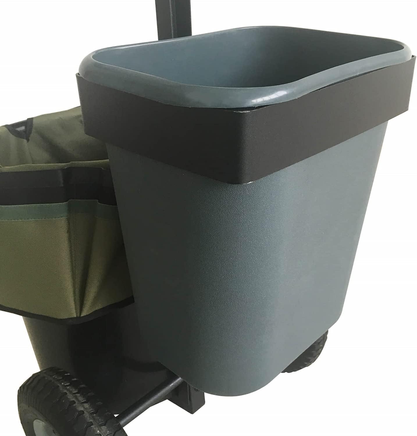 DIYTuning Durable Steel Garden Hand Cart Trolley Mobile Caddy Lawn Tool Organizer Storage Multifunctional Gardening Yard Wheeled with Bucket Bag