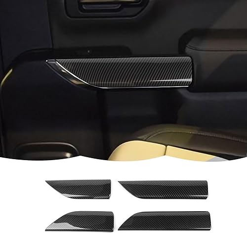 Miniatura 1 de RT-TCZ Cubierta de panel de manija interior de fibra de carbono, accesorios interiores para Chevrolet Silverado 2019-2022, para GMC Sierra 2019-2022