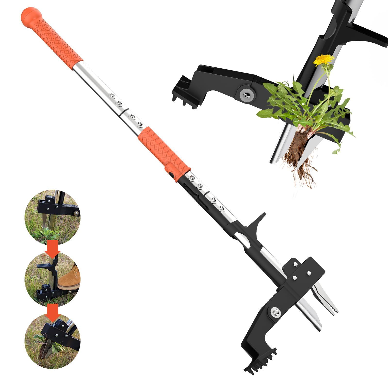 POOSIDE Weed Puller Tool, Gardening Stand-Up Weeder Puller with Ergonomic 39.3